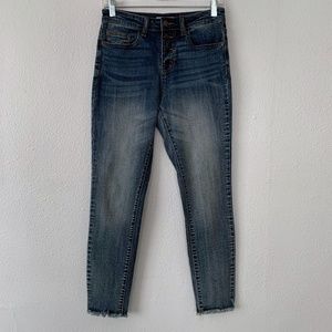 BP. frayed hem exposed button fly denim jeans